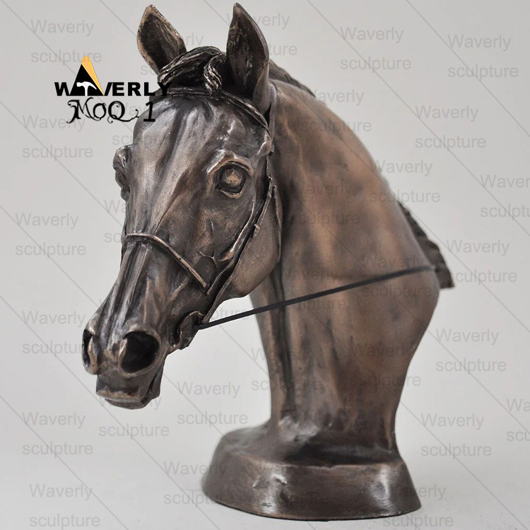 Hand Cast Indoor And Outdoor Metal Copper Art Decorative Sculpture Custom Cast Realistic Black Gold Bronze Horse Head Statue