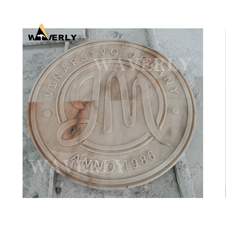 Customized Home Decor Carving Marble Slab Hand Carved Circular Round Marble Artwork Decorations