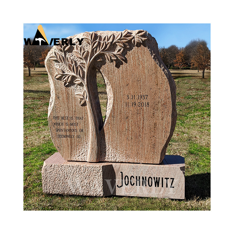 Wholesale Custom High Quality Grave Tree Shaped Tombstone Black Stone Marble Granite Headstone And Monuments With Tree