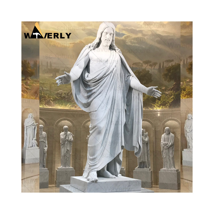 Waverly Art Sculpture Life Size Stone Carving Jesus Statue Religious Sculpture White Marble Outdoor Divine Mercy Statue