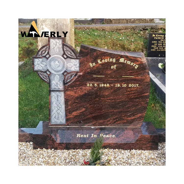 Wholesale High Quality Tomb Stone Monument Rose Red Aurora Granite Headstone Tombstones For Sale