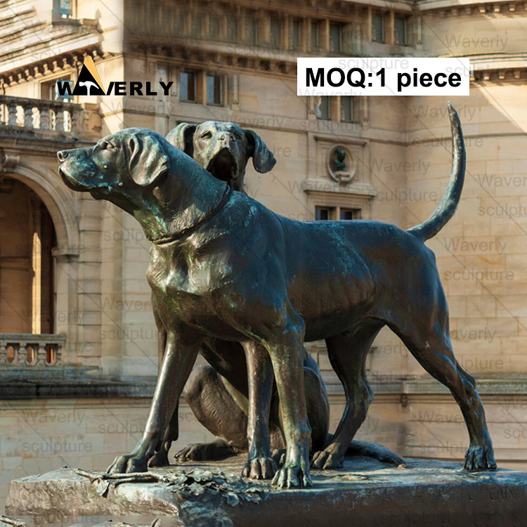 Handmade Casting Hotel Outdoor Indoor Animal Dog Decorate Sculpture Bronze Cute Great Danes Statue For Sale