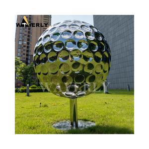 Outdoor Decoration Large Metal Golf Yard Art Outdoor Sculpture Polished Stainless Steel Golf Ball Sculpture