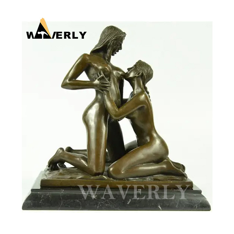 Custom Metal Art Life Size Sexy Women Statues Sexy Nude Lady Sculpture Copper Brass Bronze Lesbian Statues