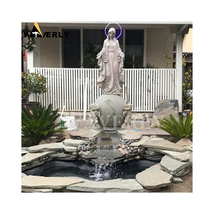 Granite Sculpture Fountain Garden Waterfall Fountain Outdoor Decorative Virgin Mary Wall Water Fountain