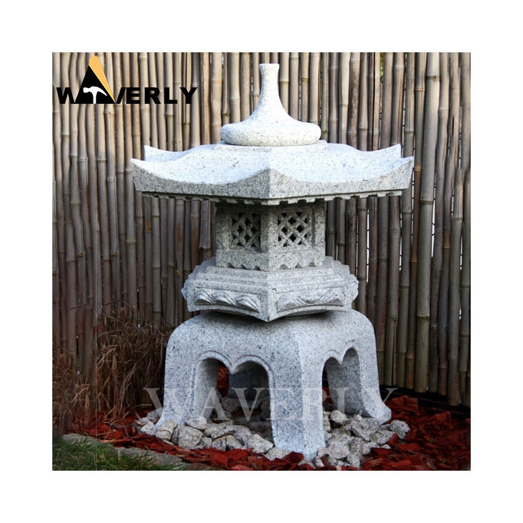 Outdoor Garden Decoration Stone Japonska Lamp Rokkaku Yukimi Garden custom Stone Granite Japanese Lanterns