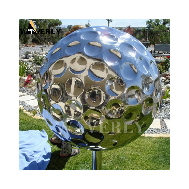 Outdoor Decoration Large Metal Golf Yard Art Outdoor Sculpture Polished Stainless Steel Golf Ball Sculpture