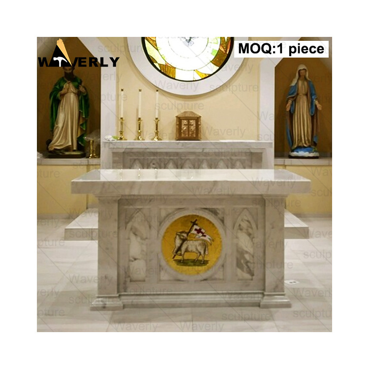 Custom Luxury Hand Carevd Catholic Church Altar Furniture Design Granite Stone Marble Church Altar Table Marble Altars