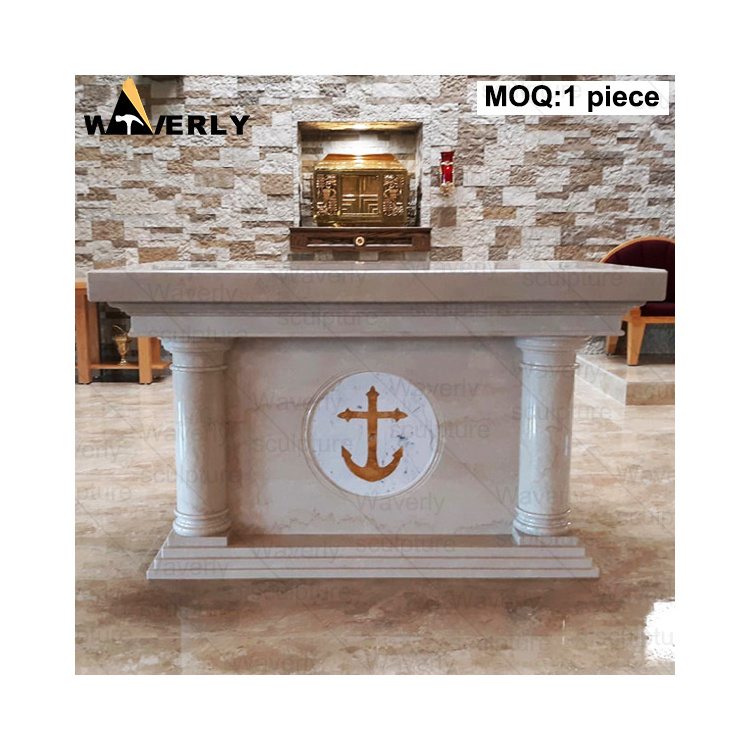 Custom Luxury Hand Carevd Catholic Church Altar Furniture Design Granite Stone Marble Church Altar Table Marble Altars