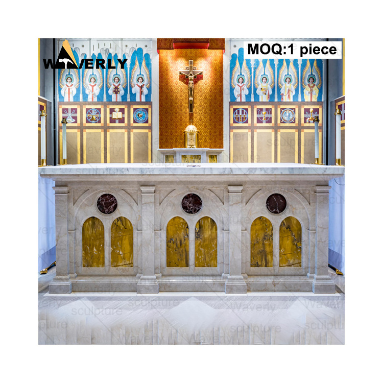 Custom Luxury Hand Carevd Catholic Church Altar Furniture Design Granite Stone Marble Church Altar Table Marble Altars