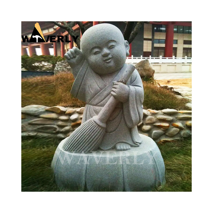 Wholesale Custom Stone Little Monk Religious Sculpture Granite Marble Shaolin Baby Monk Buddha Garden Statue Statues For Sale