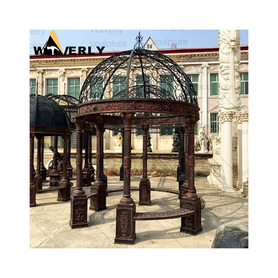 Custom Design Outdoor Garden Decoration 2m Metal Patio Gazebos Pavilion Weight Round Cast Iron Antique Iron Gazebo