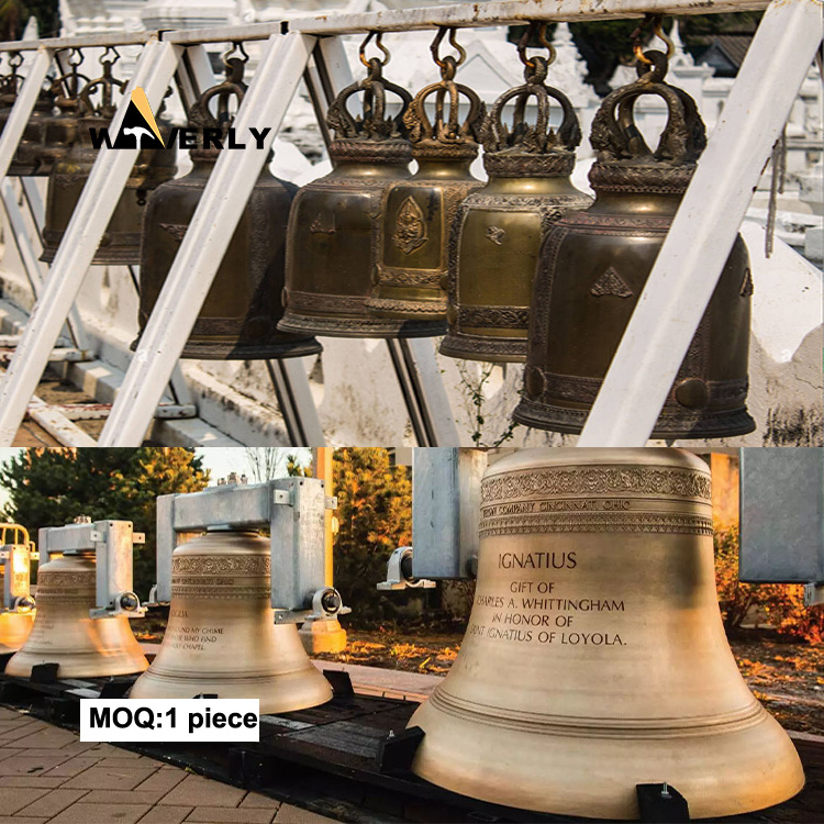 Handmade Casting High Quality Temples And Churches Large Customized Statue Bronze Antique Church Bell Statues Sculpture For Sale