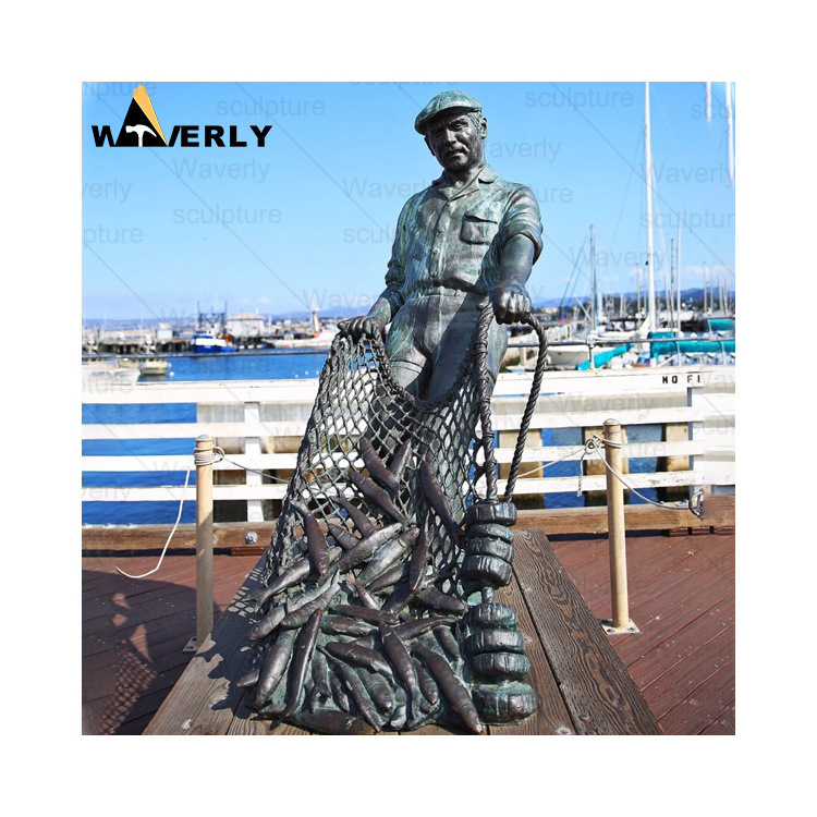 Outdoor Decoration Life Size lifelike Figure Bronze Statue Of A Man At The Wheel Gloucester Fisherman's Memorial