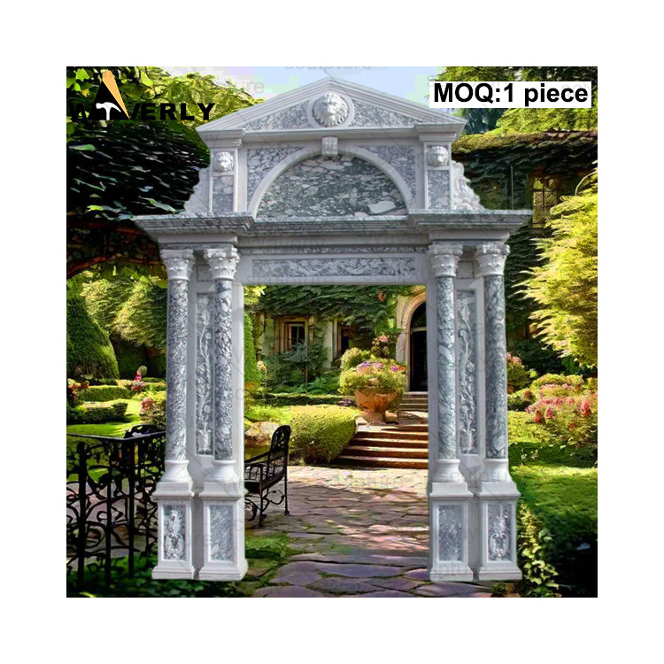 Waverly Outdoor Garden Exterior Decoration Large Luxury Antique Natural Stone Carving Marble Main Gate Door Frame Design