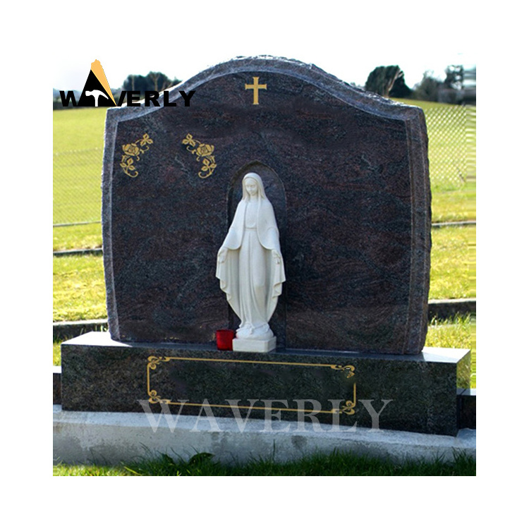 Unique Cemetery Headstones Large luxury Red Granite Marble Virgin Mary Statue Gravestone Tombstone Prices