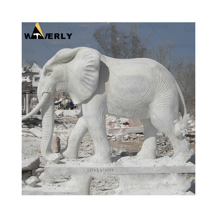 thailand home decor life size large outdoor garden stone animal carving white Marble elephant sculpture statue