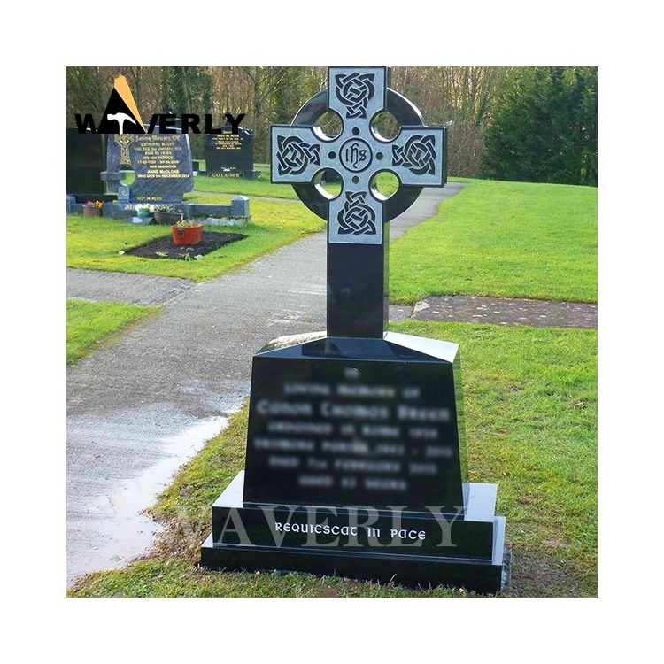 Custom Granite Tombstone Headstone Cross Design Black Granite Celtic Cross Cemetery Headstone Celtic Cross Headstones