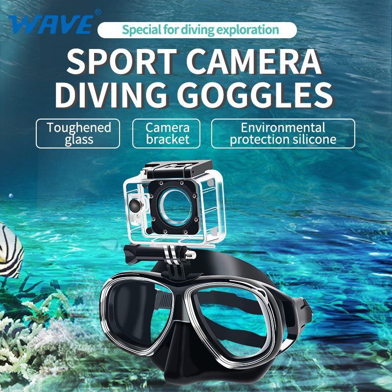 Diving equipment face snorkel low volume dive scuba temp glass case Camera Mount Snorkeling Go pro diving mask with camera