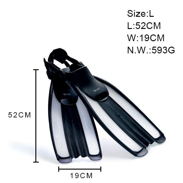 Wave Professional TPR Diving Fins Adjustable Long Foot Pockets for Free Diving Spearfishing Snorkeling Gear for Adult Swimmers