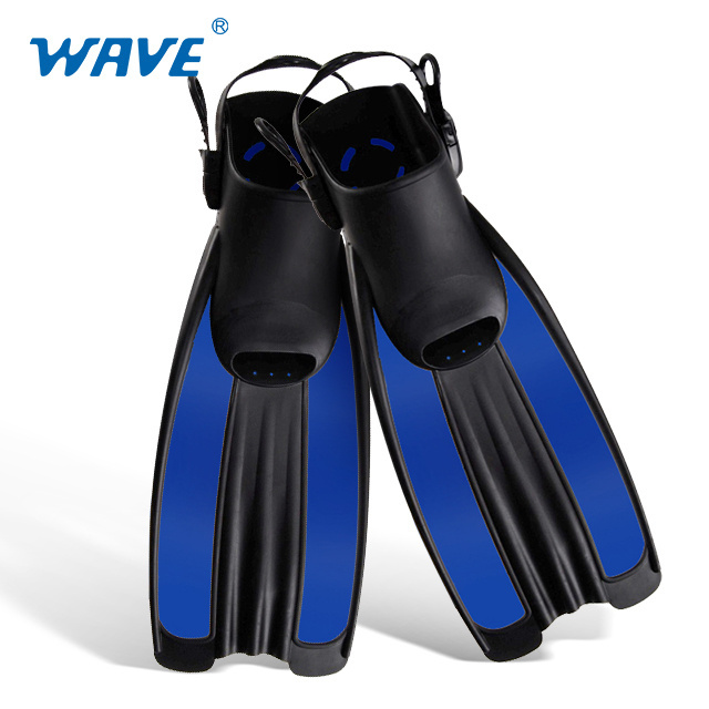 Wave Professional TPR Diving Fins Adjustable Long Foot Pockets for Free Diving Spearfishing Snorkeling Gear for Adult Swimmers