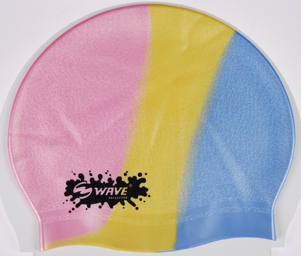 Best selling latex seamless dome personalized blue printing swim cap