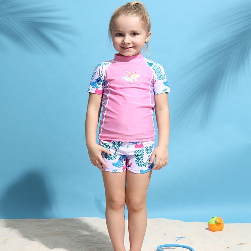 Skin protection swimming suit short sleeve rash guard swim anti uv rash guards kids rashguards swimwear rash vests