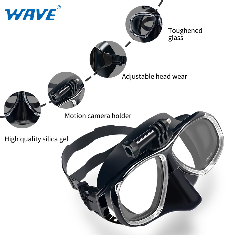 Tempered Glass snorkeling scuba deep Gopro Camera Diving Mask Snorkel Mask with camera mount