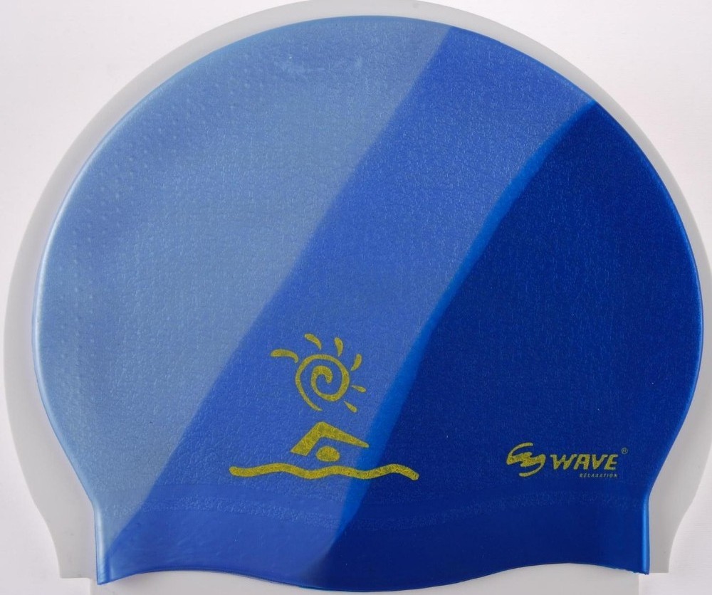 Best selling latex seamless dome personalized blue printing swim cap