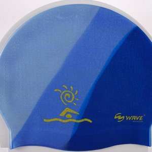 Best selling latex seamless dome personalized blue printing swim cap