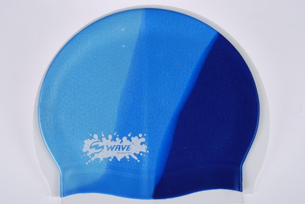 Best selling latex seamless dome personalized blue printing swim cap