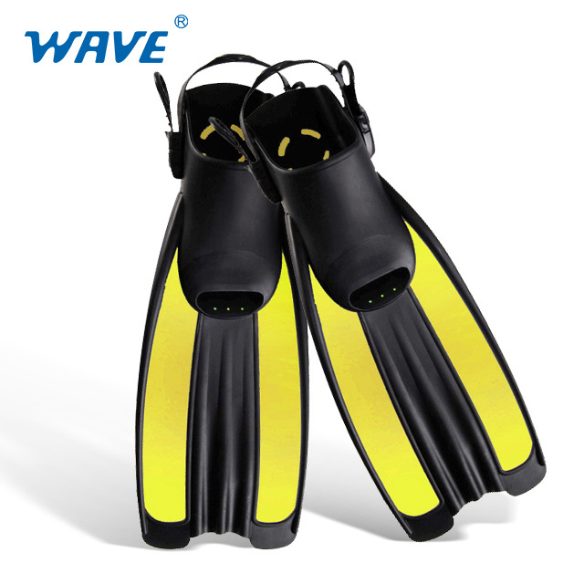 Wave Professional TPR Diving Fins Adjustable Long Foot Pockets for Free Diving Spearfishing Snorkeling Gear for Adult Swimmers