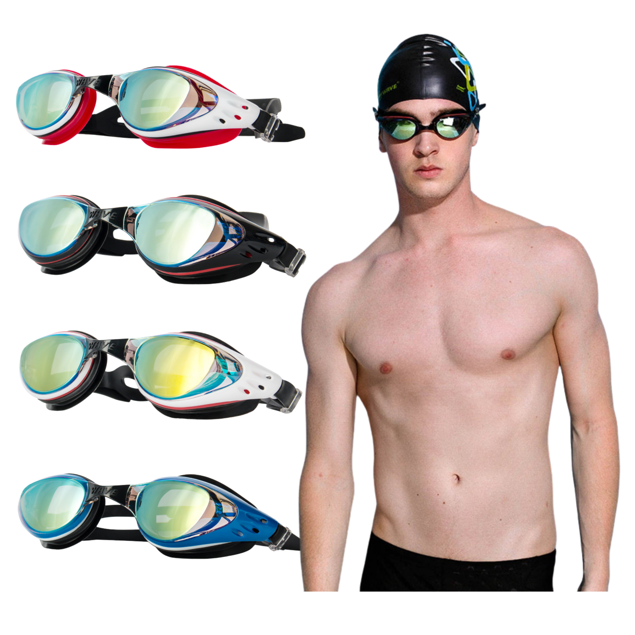 Wave Swimming goggles Custom logo silicone flexible frame summer anti UV protected swim goggles