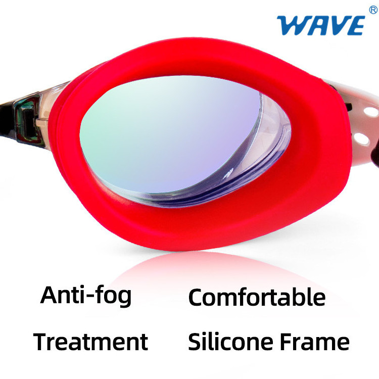 Wave Swimming goggles Custom logo silicone flexible frame summer anti UV protected swim goggles