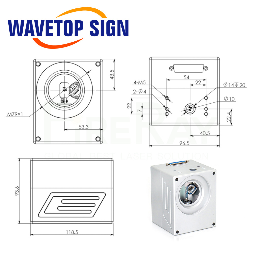 WaveTopSign 1064nm 10.6um Fiber Laser Galvo Head Scanning SG7110 Input Aperture 10mm for Fiber Laser Marking