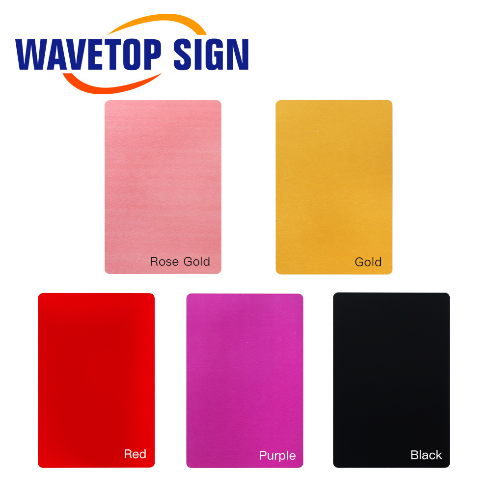 WaveTopSign 100Pcs Thickness 0.2mm Business Name Cards Multicolor Aluminium Alloy Metal Sheet Testing for Laser Marking Machine