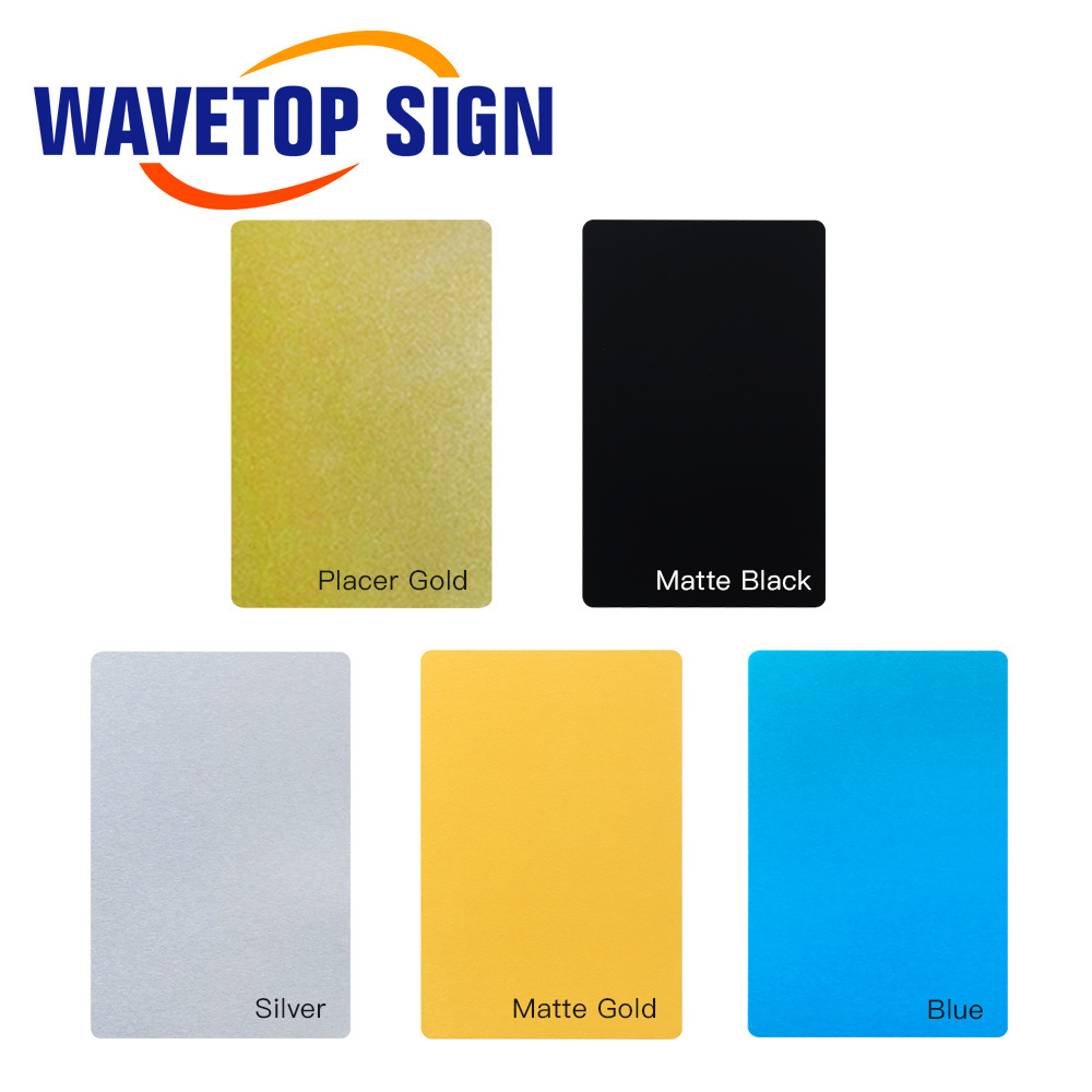 WaveTopSign 100Pcs Thickness 0.45mm Business Name Cards Multicolor Aluminium Alloy Metal Sheet Testing for Laser Marking Machine