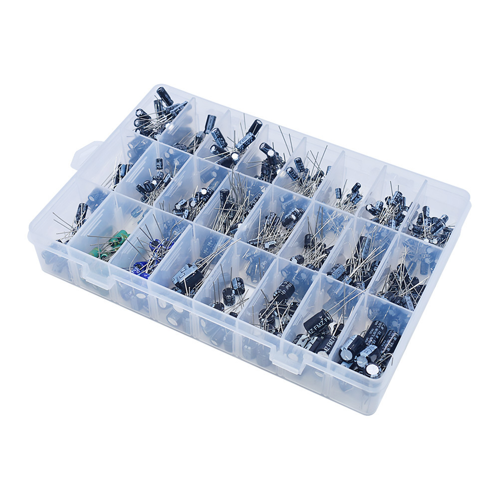 500Pcs/lot 24Values Radial electrolytic capacitor starter kit 16-50V capacitor pack 0.1UF-1000UF  Assortment Kit