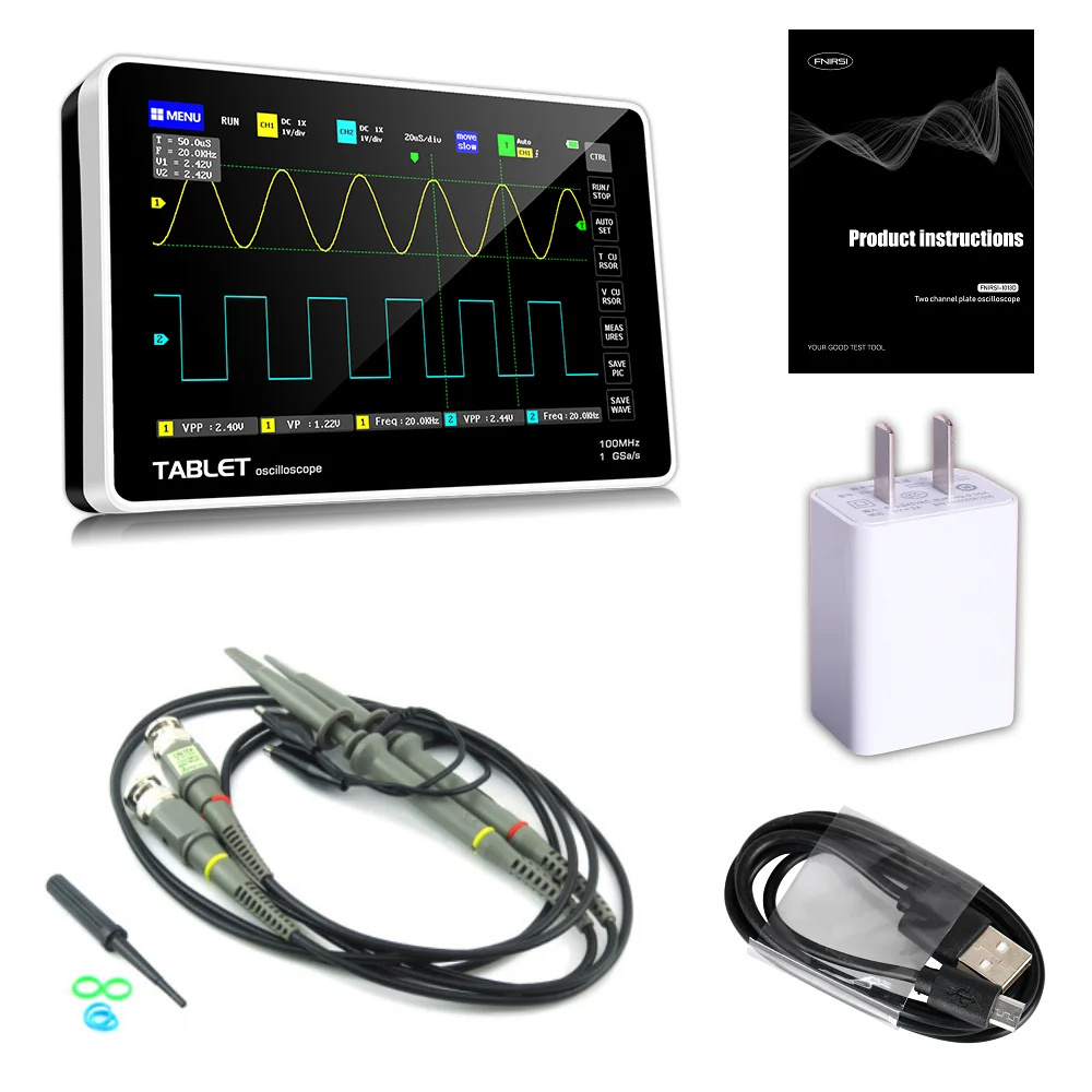 FNIRSI 1013D Digital Tablet Oscilloscope Dual Channel 100M Bandwidth 1GS Sampling Rate Mini Digital Oscilloscope