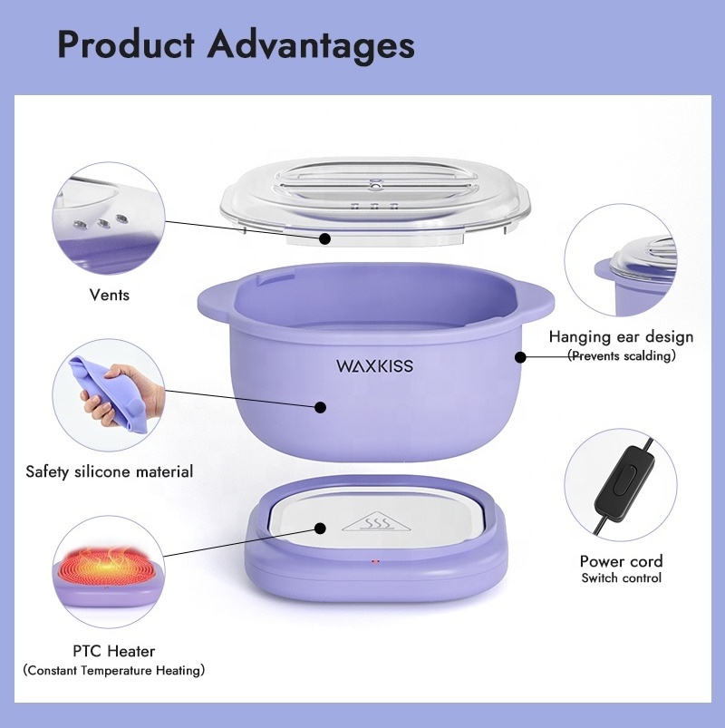 waxkiss New Models Silicone Single Pot Wax Melt Machine private label digital waxing heater For Hair Remvoal