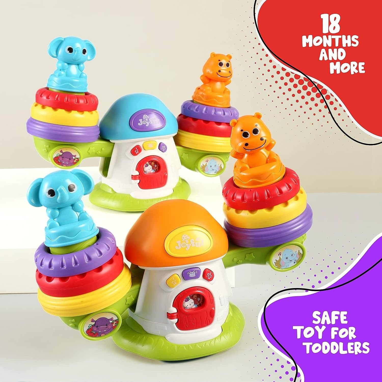 Baby Sensory Educational Musical Stacking Balance Teeter Totter Toy Stacking Rings For Kids