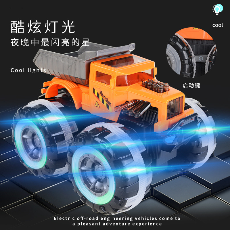 1:16 Light Music Electric Engineering Trolley Inertia Truck Friction Power Monster Truck Car Toy Kids