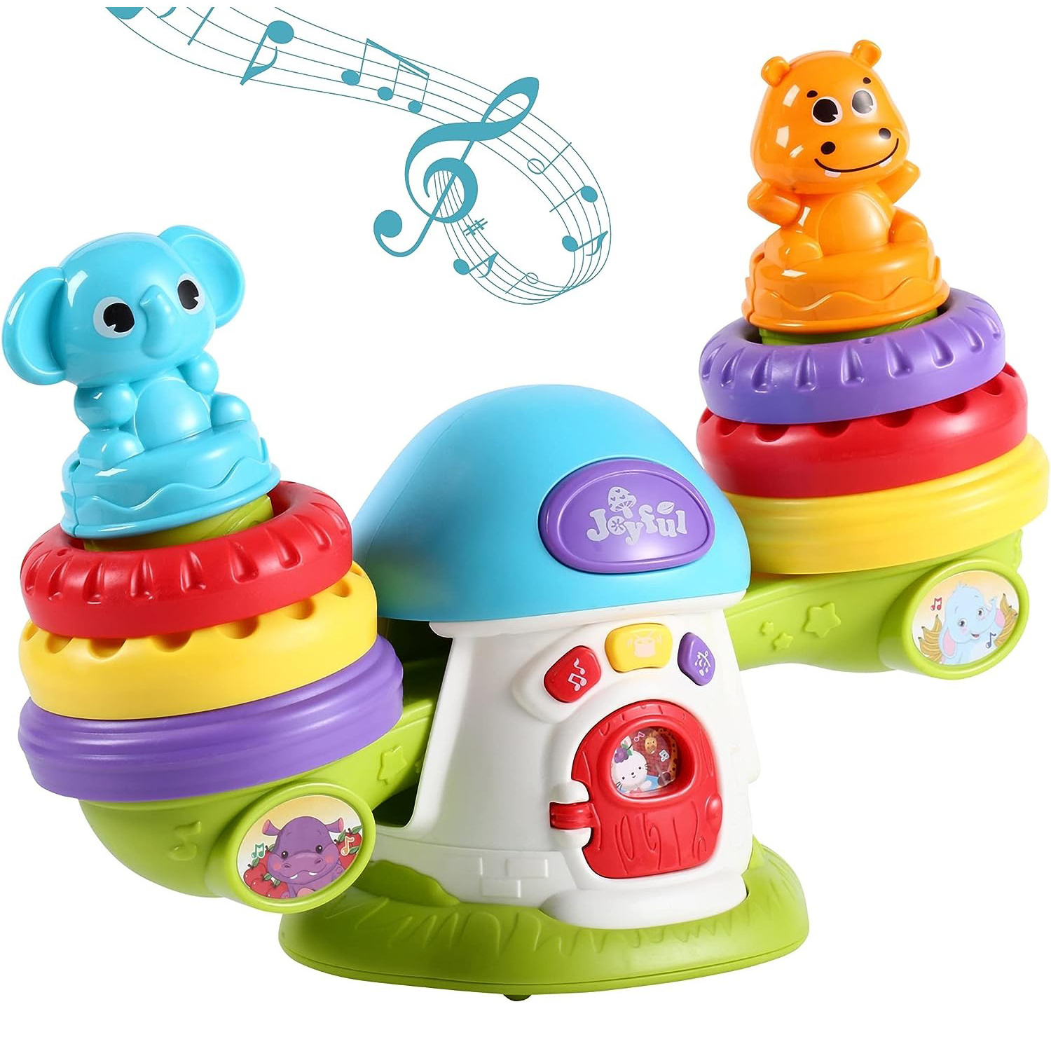 Baby Sensory Educational Musical Stacking Balance Teeter Totter Toy Stacking Rings For Kids