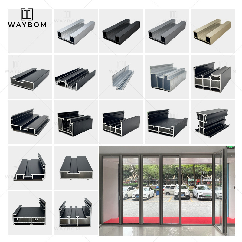 58 New design Exterior  Aluminum Folding Door Double Glazing Aluminum Bi Folding Doors gate Aluminum Frame Window Glass profile