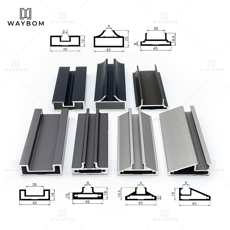 45 slim slide and swing door Profile vertical aluminum balcony swing door handle two way double swing door Aluminum frame