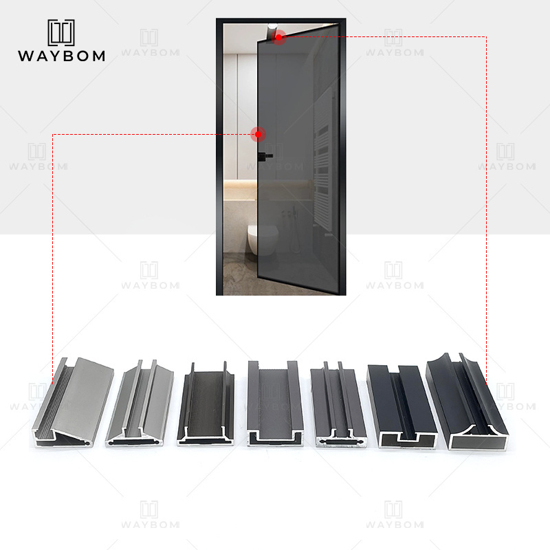 45 slim slide and swing door Profile vertical aluminum balcony swing door handle two way double swing door Aluminum frame