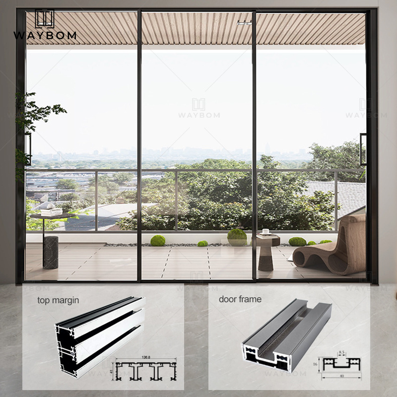 40 slim sliding glass doors Aluminum profile high quality sliding door channels aluminium sliding doors vertical frame