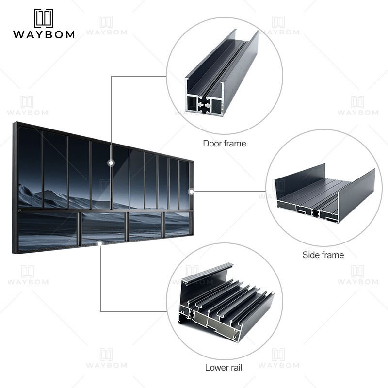 Waybom slim aluminium frames for windows and sliding doors vertical sliding window hardware sliding glass window channel