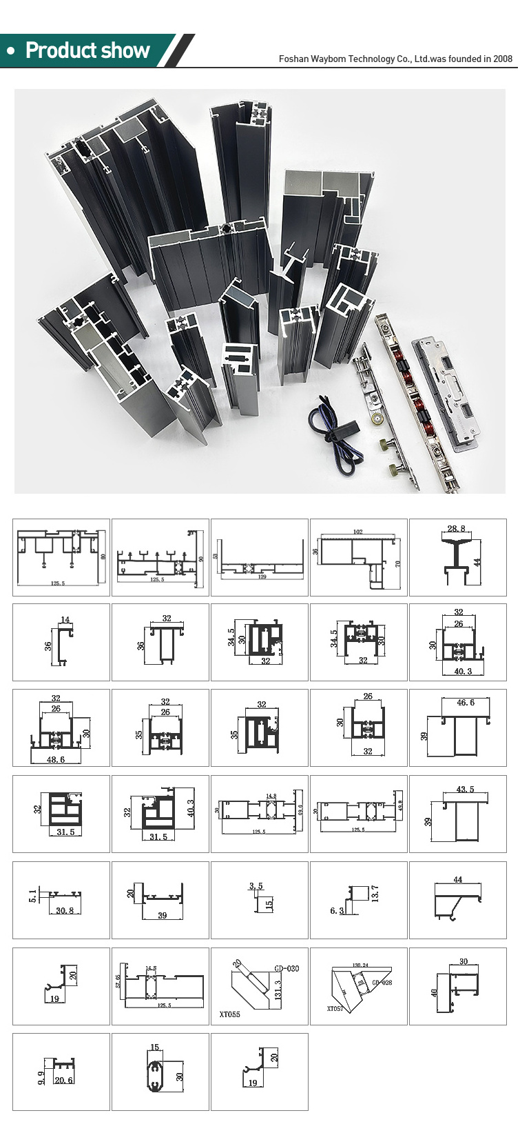 Waybom slim aluminium frames for windows and sliding doors vertical sliding window hardware sliding glass window channel