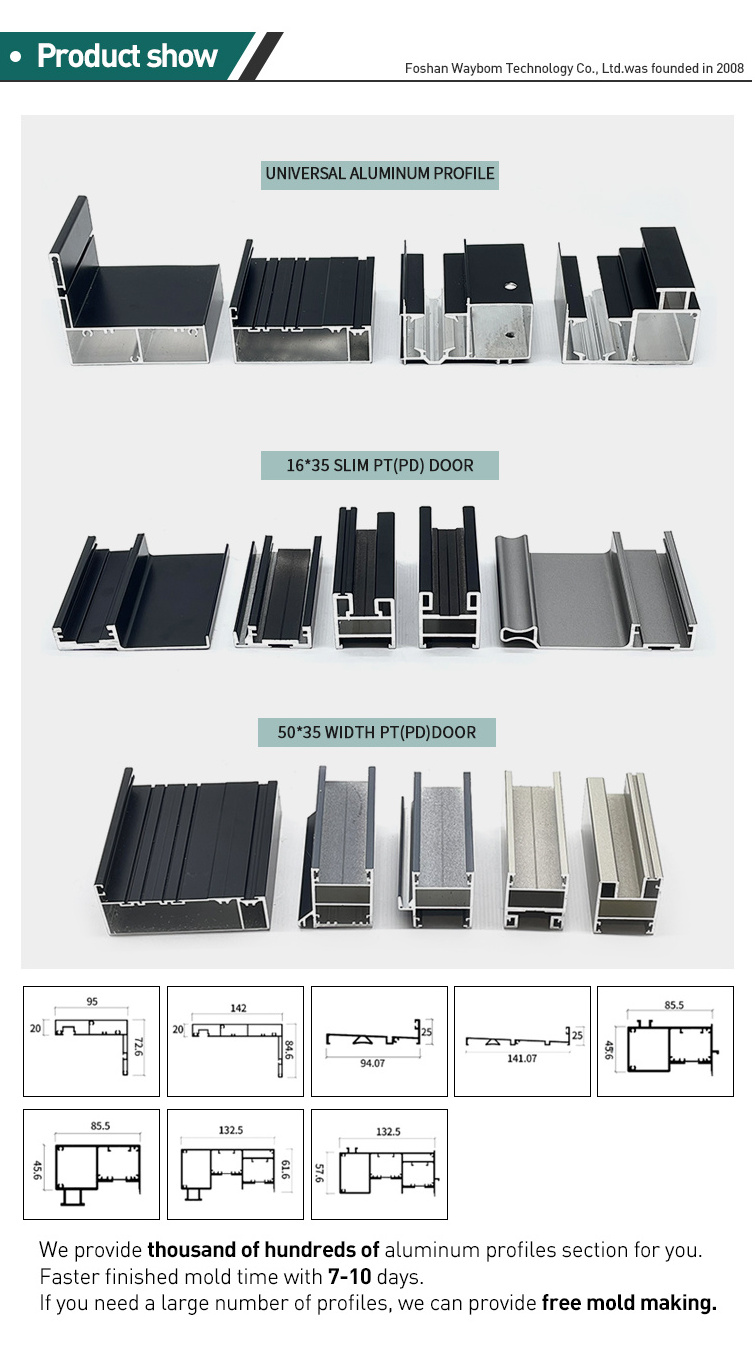 35 Casement Sliding Pt Pd Doors Aluminum Profile Latest Product Internal Folding Shower Aluminum Push Pull Open PT Door Profile